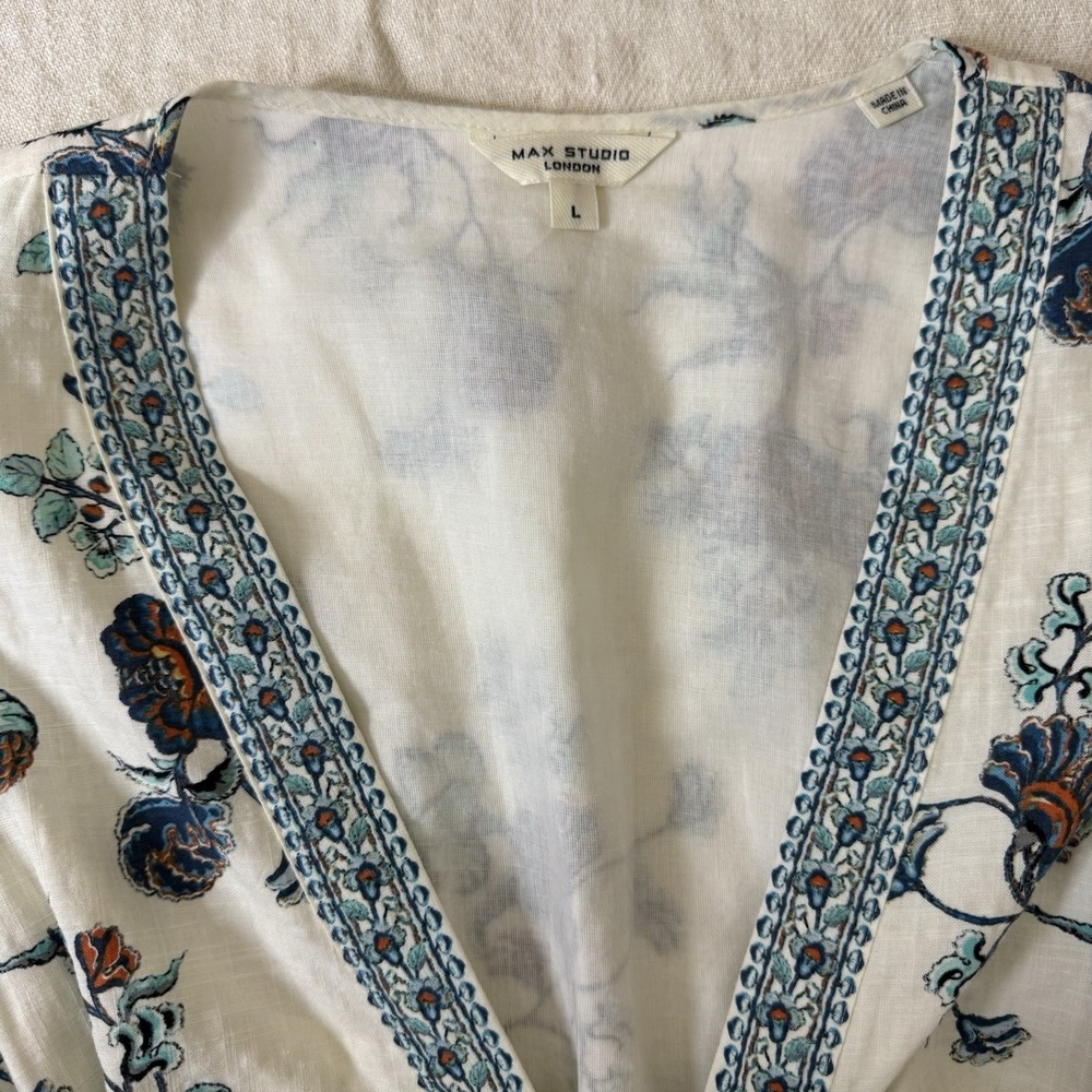 Max Studio Maxi Dress Size L Floral Boho Cottagecore Coquette Beach Resort - Picture 6 of 14